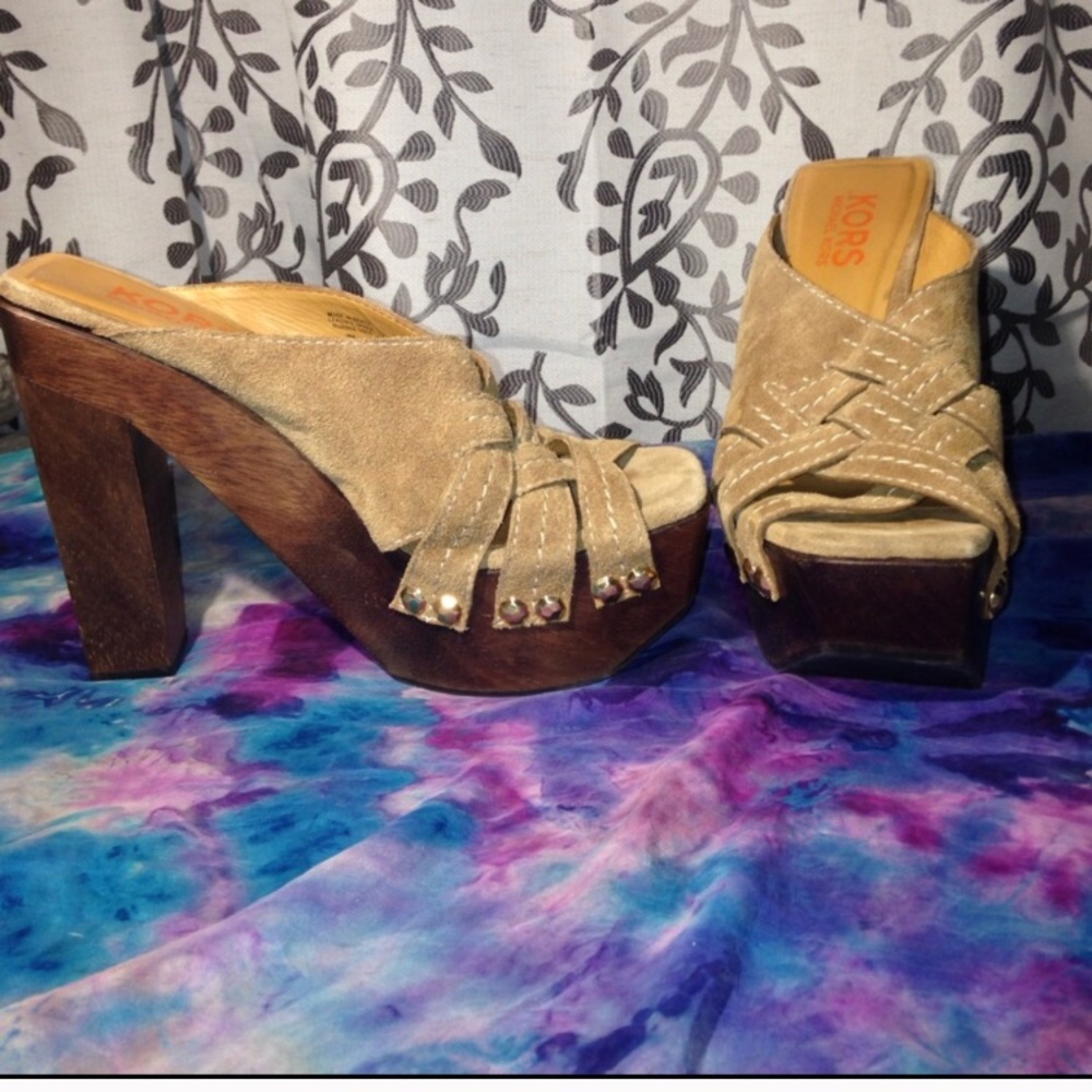 Michael Kors Wooden Slip On Platforms